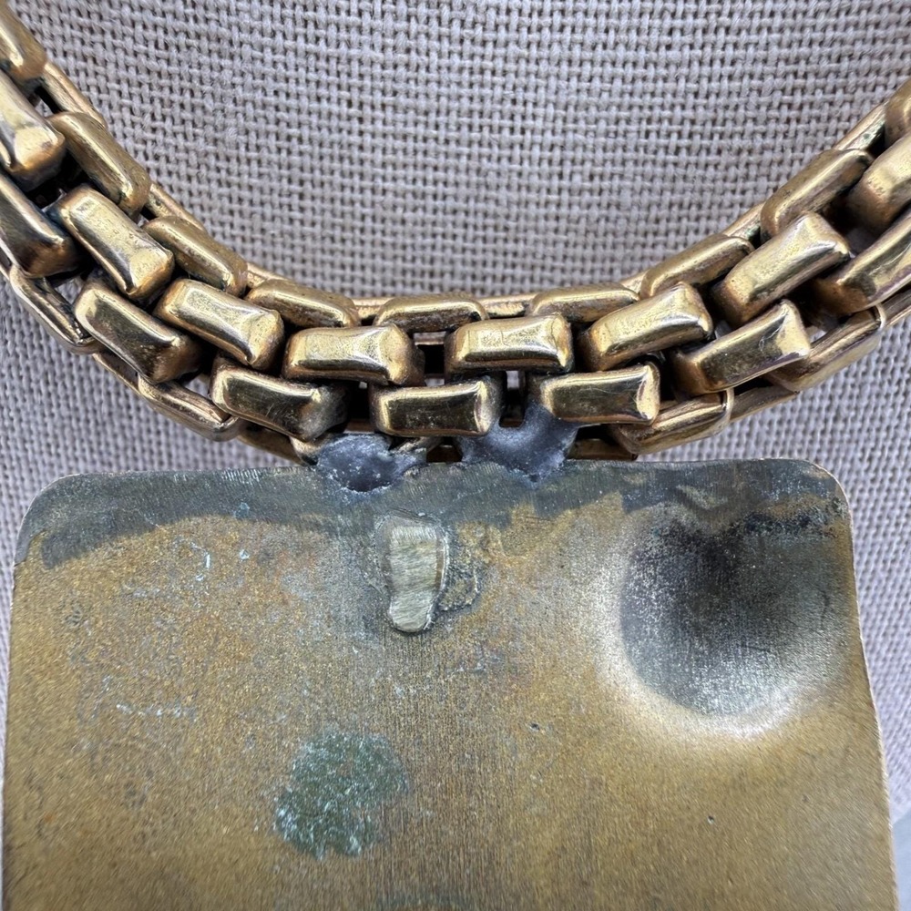 Vintage Goldette Chain Necklace Scarab Upcycled OOAK Insect Statement 16" - Picture 5 of 9